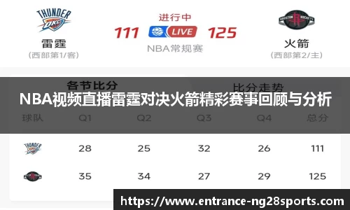NBA视频直播雷霆对决火箭精彩赛事回顾与分析