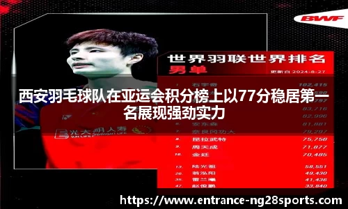 西安羽毛球队在亚运会积分榜上以77分稳居第一名展现强劲实力